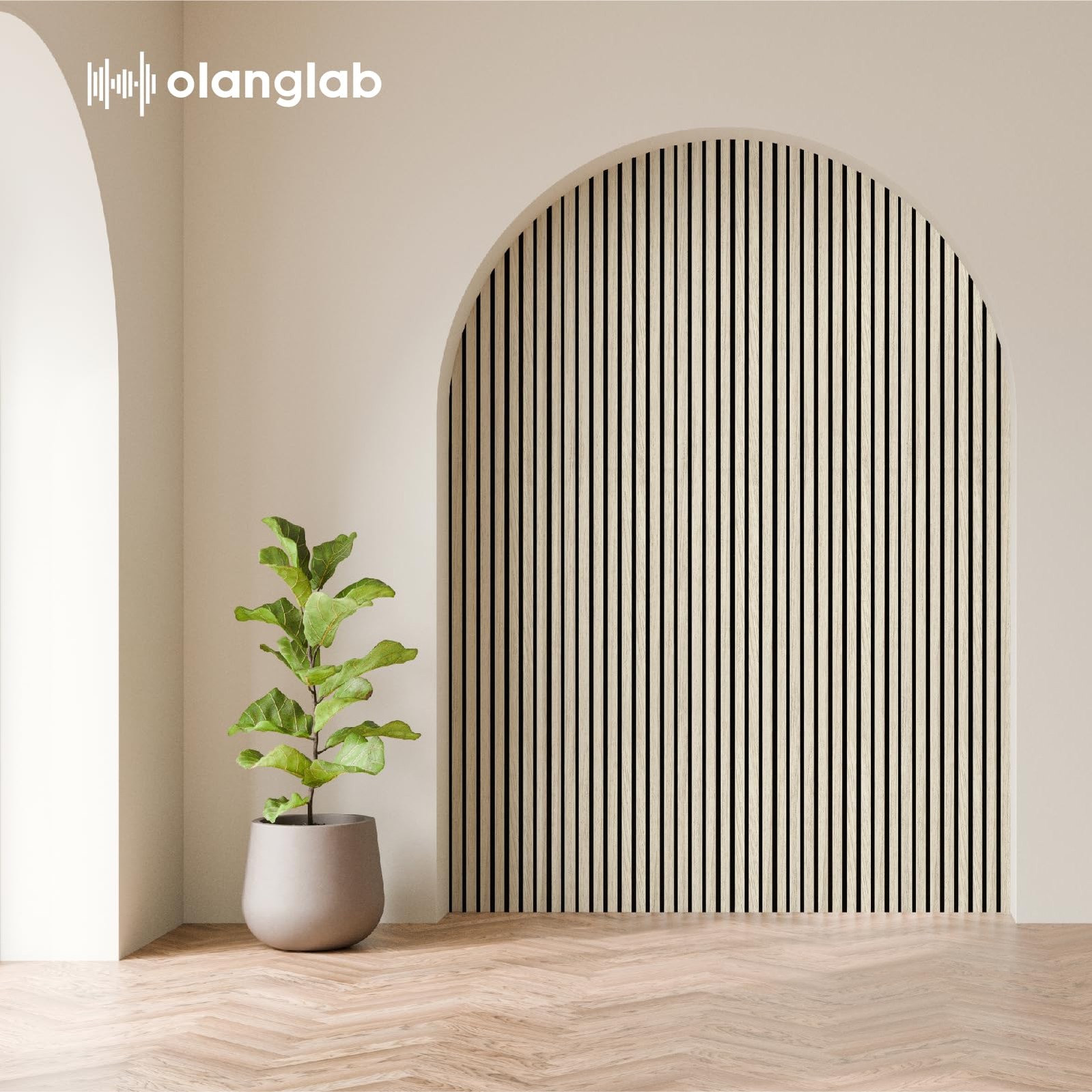Olanglab Wood Wall Panels 4 Pack Wood Slat Acoustic Wall Panels 94.5X12.6 Each