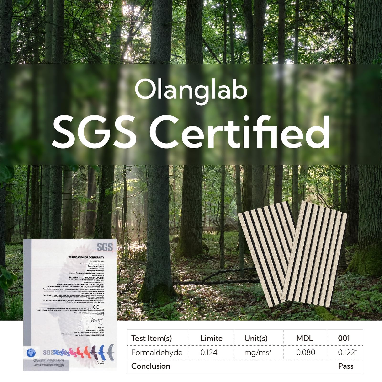 Olanglab Wood Wall Panels 4 Pack Wood Slat Acoustic Wall Panels 94.5X12.6 Each