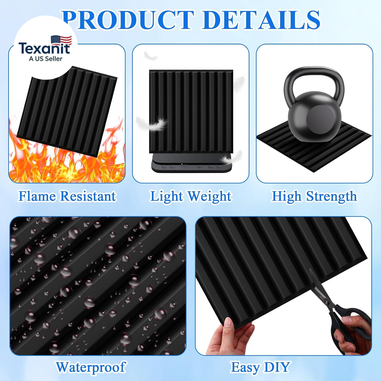 32 Pcs 3D Slat Wall Panels, 12″X12″ PVC Fluted Wall Paneling for Interior Decor,