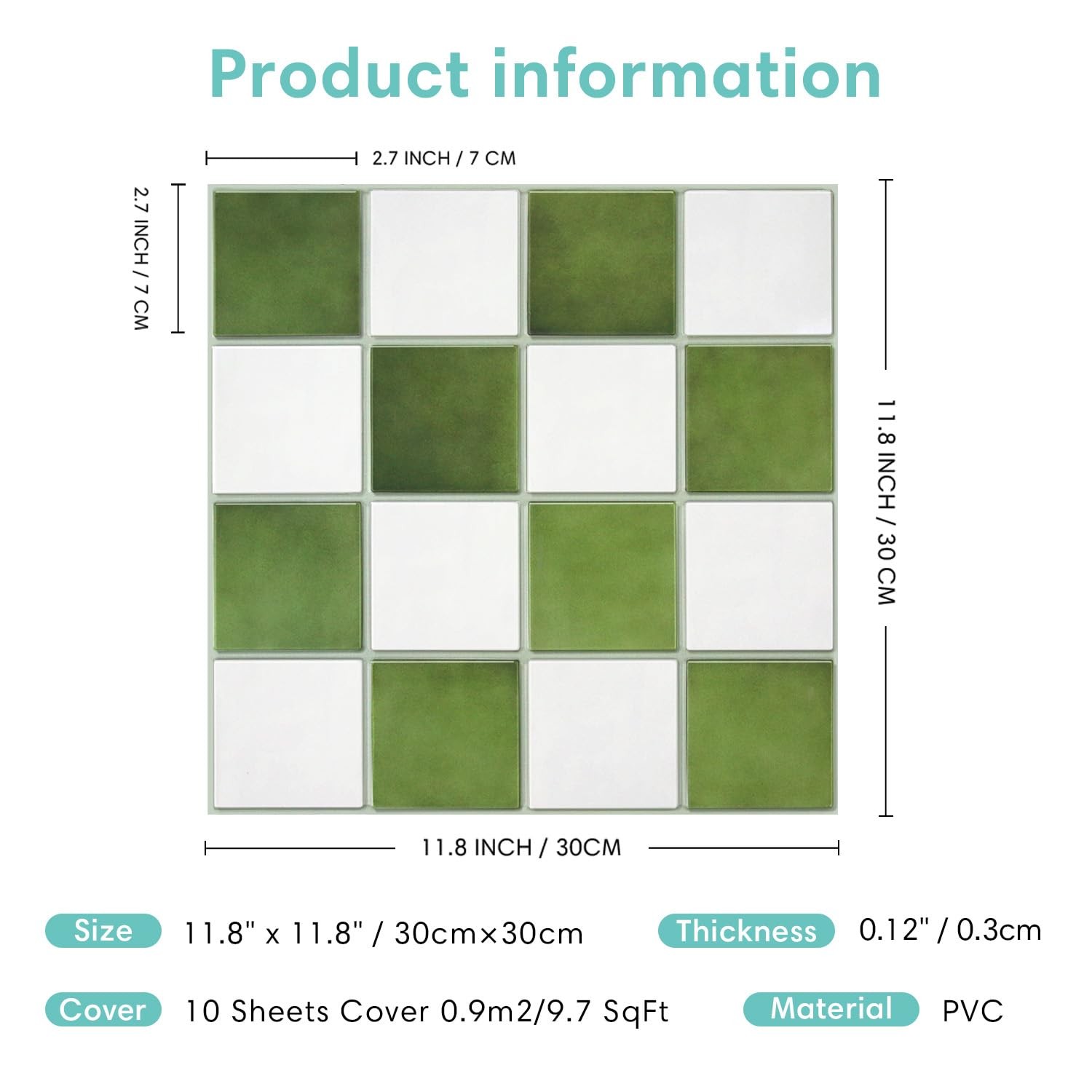 Commomy 10 Pcs Matte 3D Peel and Stick Tile 11.8″x11.8″ Ultralight PVC Square Pe