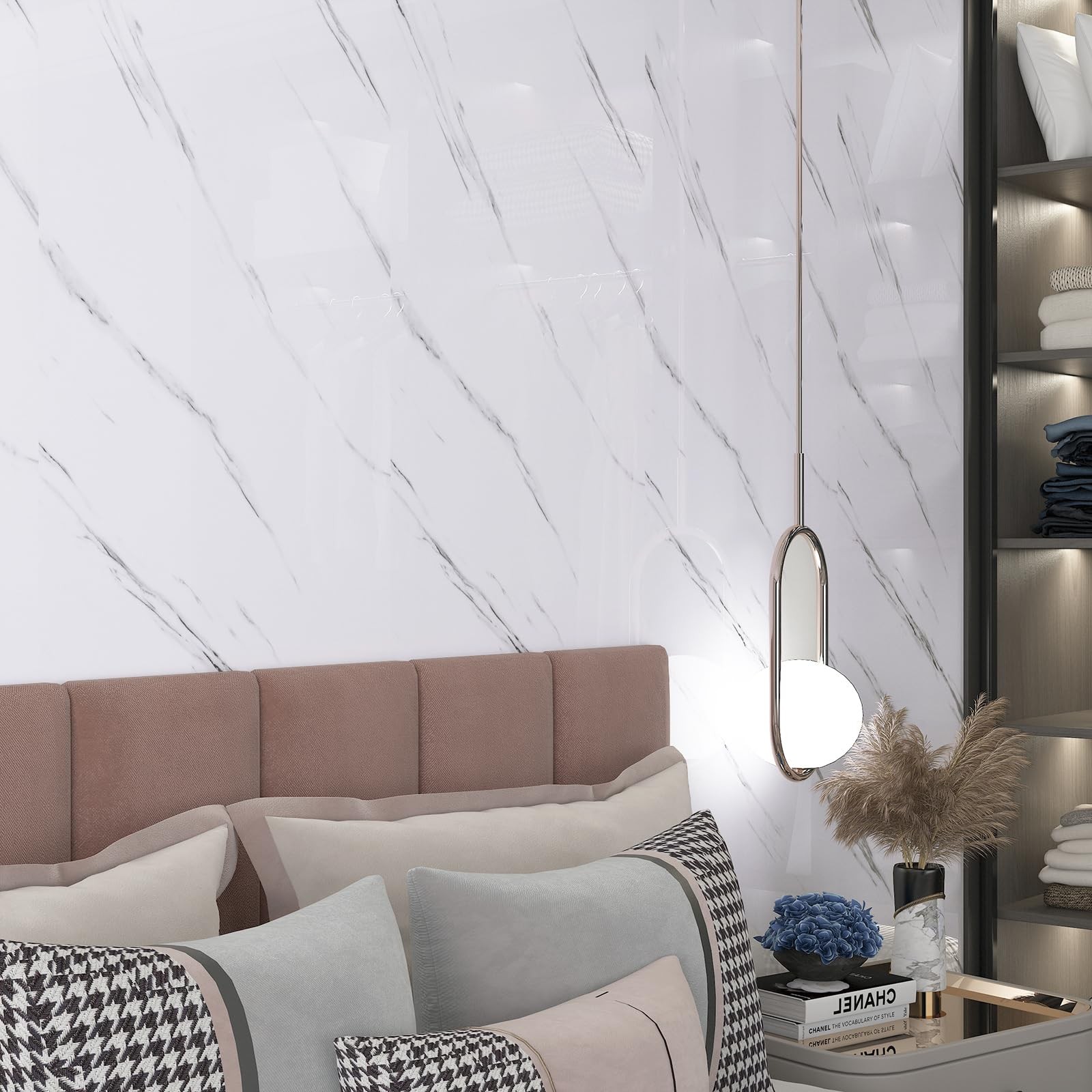 Lacheery 15.8X317 Removable Marble Wall Panels For Interior Walls Decor Faux