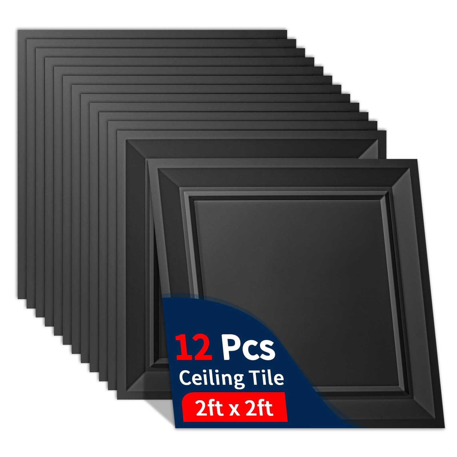 Art3d 24×24 PVC 3D Wall Drop Ceiling Tiles 12-Pack Fire Rated Washable 48 sq ft