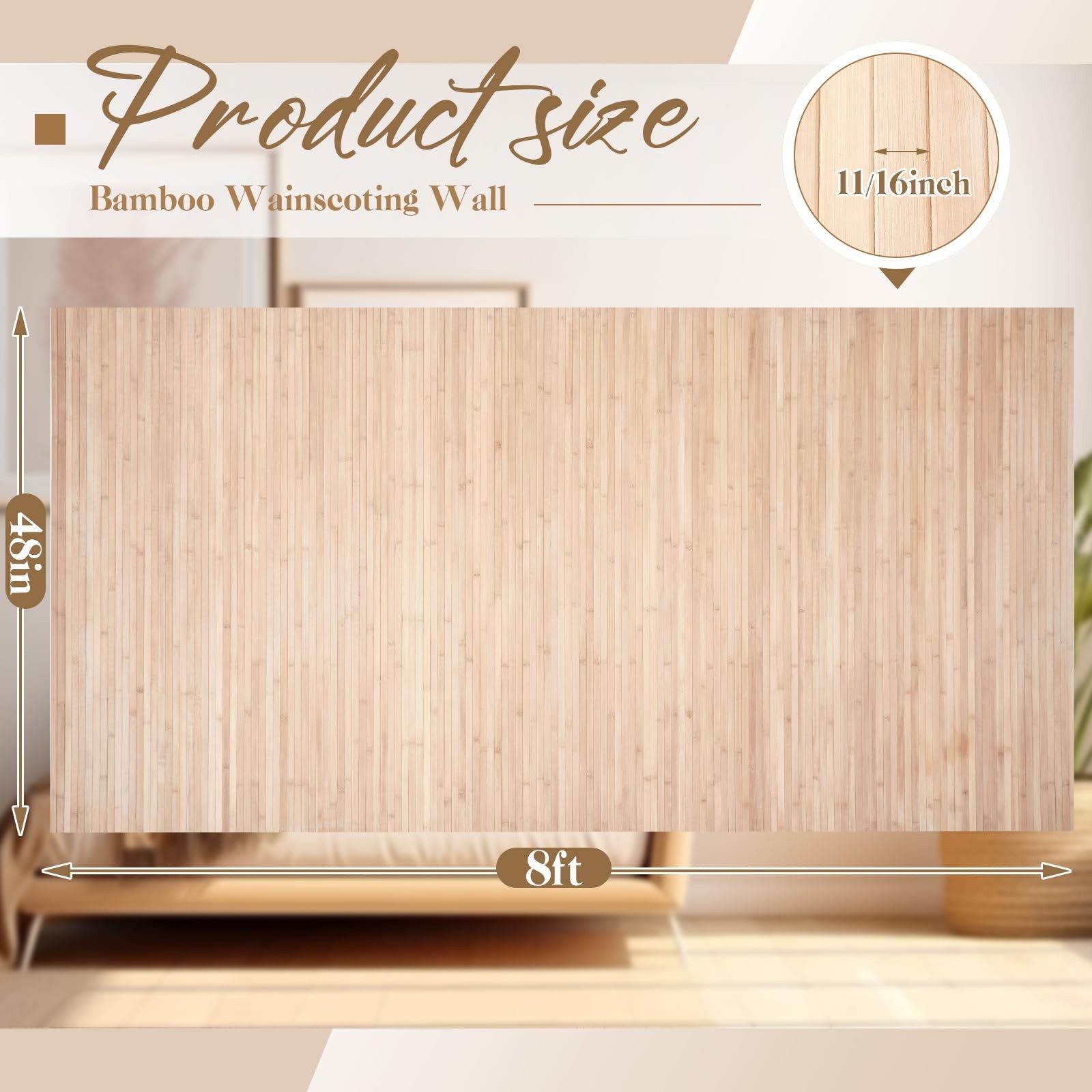 Juexica 1 Pcs Natural Bamboo Wall Panel For Interior Wall 48X96 Bamboo Covering