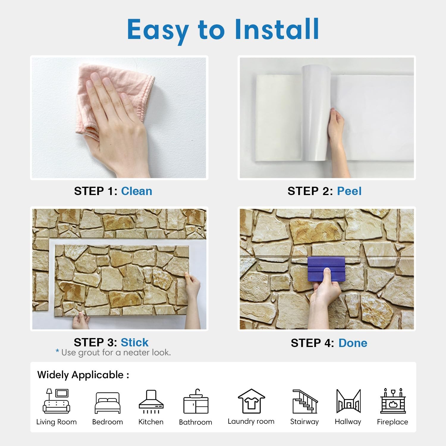Comstickc 3D Faux Stone Wall Panels Peel And Stick 12 Pcs 22.8 X 11.8 Diy