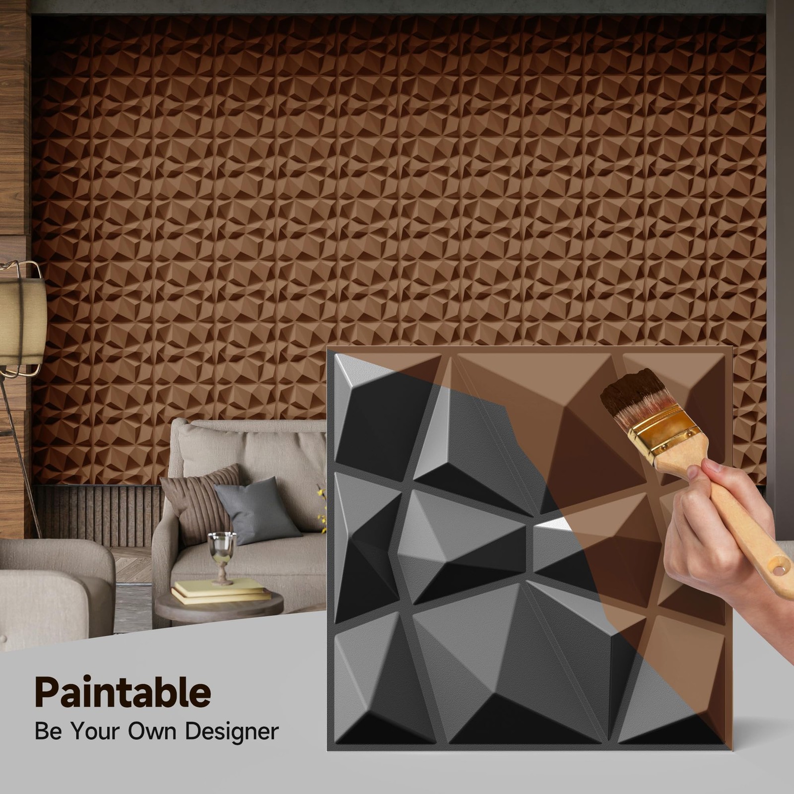 INMOZATA 3D Wall Panels for Interior Wall Decor, 33 Pack 12 x 12 Inch Decorative
