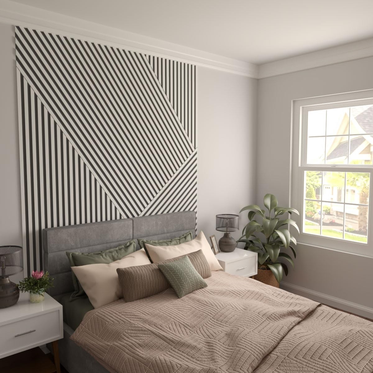 Ekena Millwork 47H X 3/8T Pvc Adjustable Slat Wall Panel Kit W/ 1W Slats
