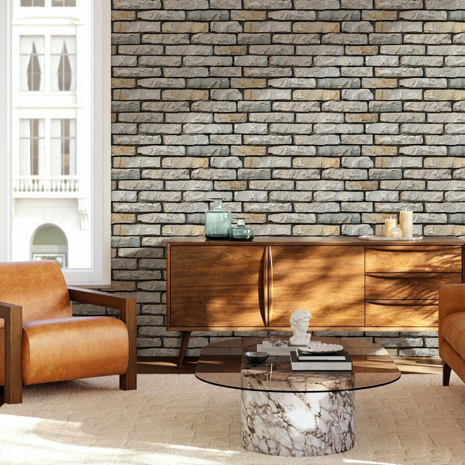 Comstickc 3D Stone Wall Panel Peel And Stick12 Pcs Of 22.8 X 11.8 Diy