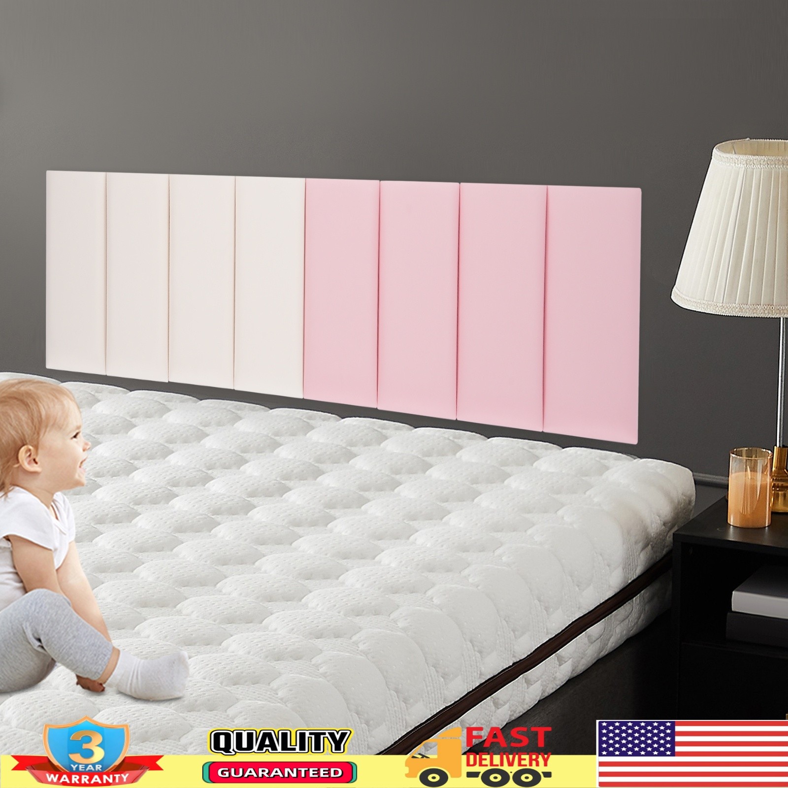 Wall Panels Pack of 8, Self-Adhesive Wall Panel, Anti-collision Wall Padding