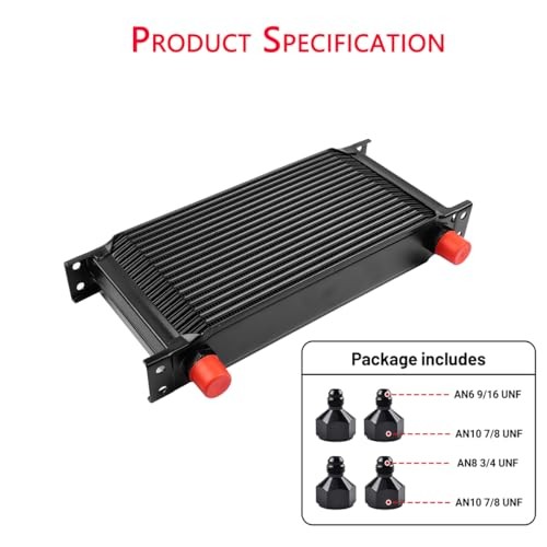 19 Row Oil Cooler 10AN Stacked Plate Aluminum Transmission Engine Cooler 19 ROW