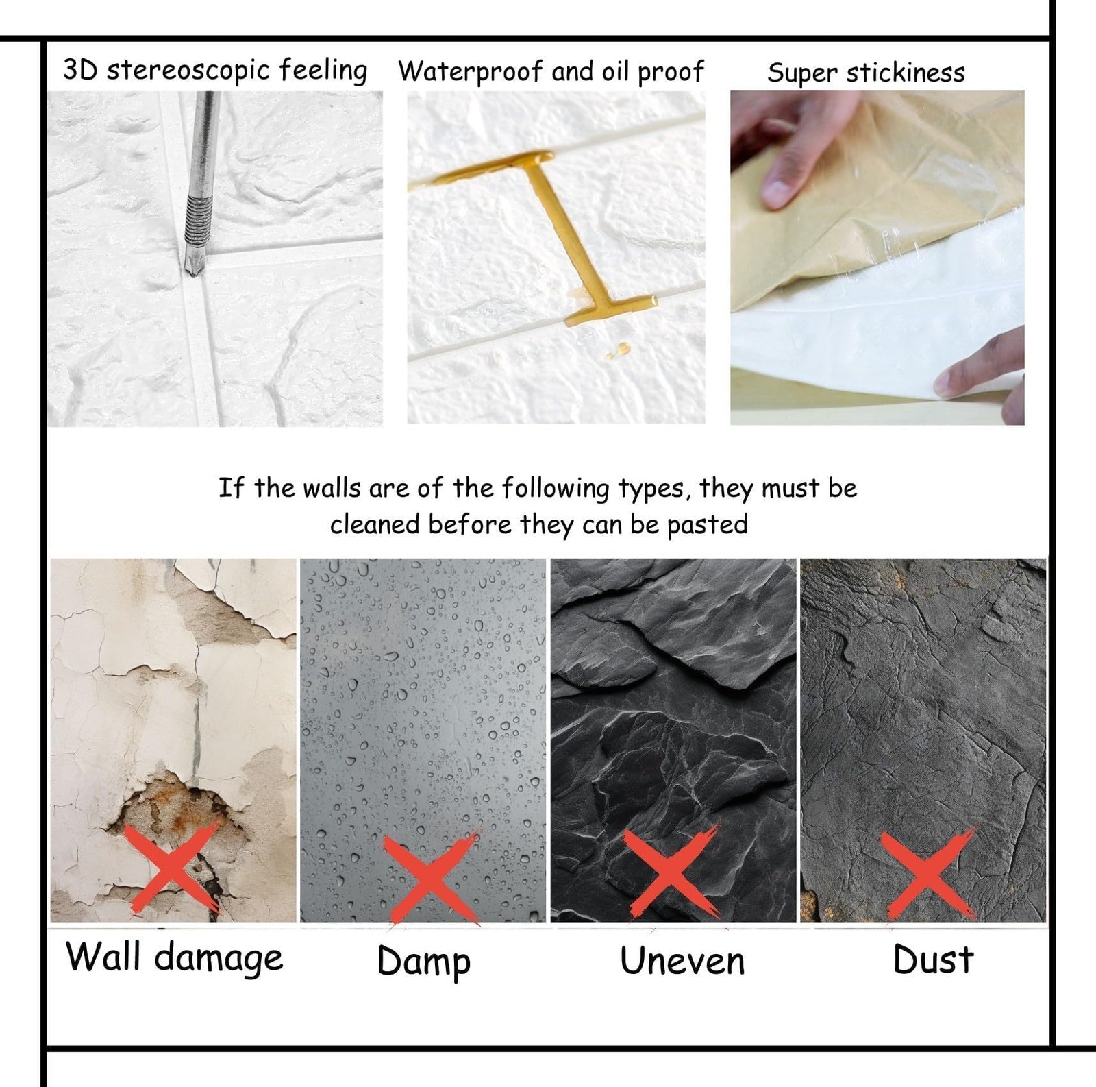 Greymond 3D Wall Panels Black Grey Stone, 20 PCS XPE Foam Peel and Stick