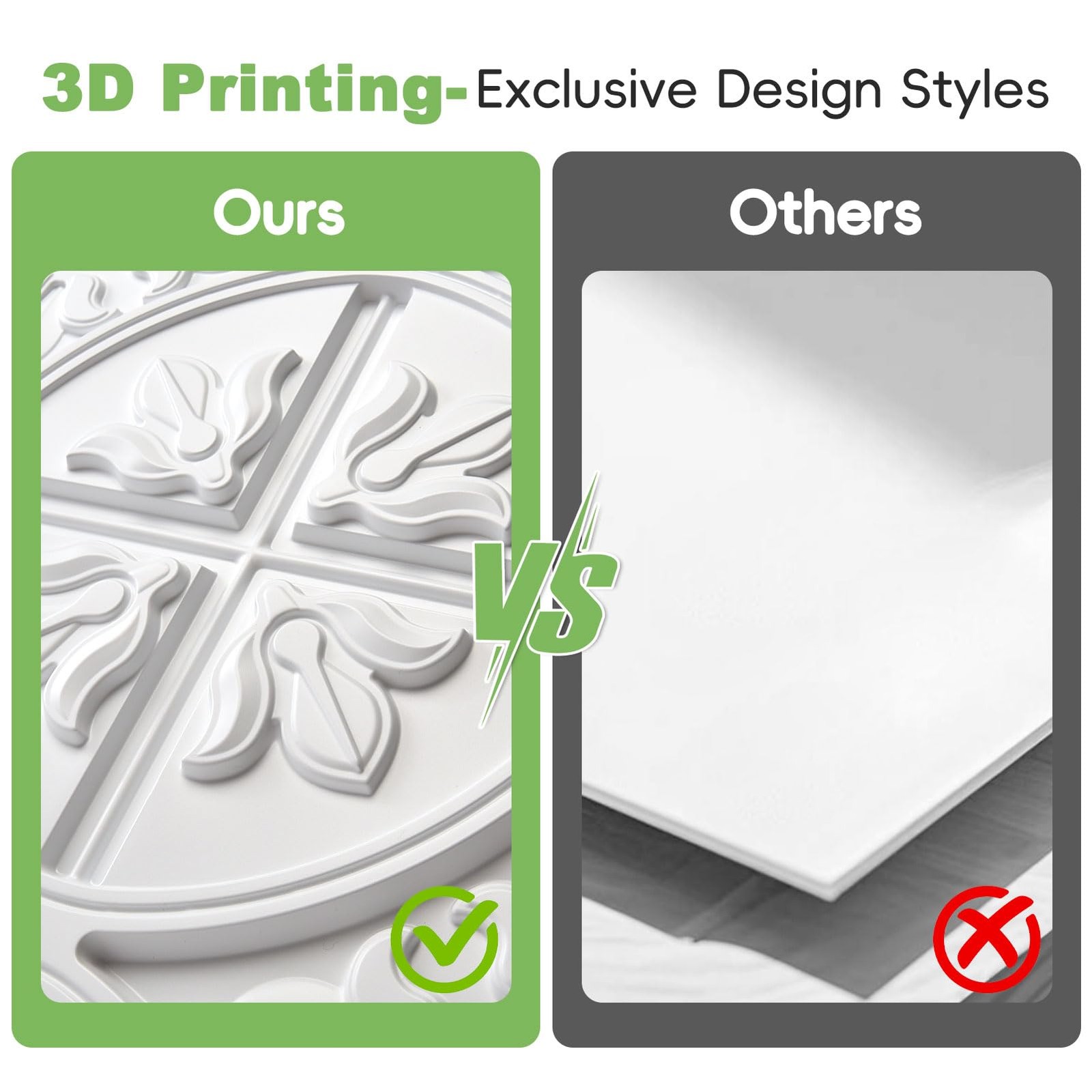 Art3D Drop Ceiling Tiles 2X2 12 Pack Glue-Up Pvc Ceiling Panel Traditional