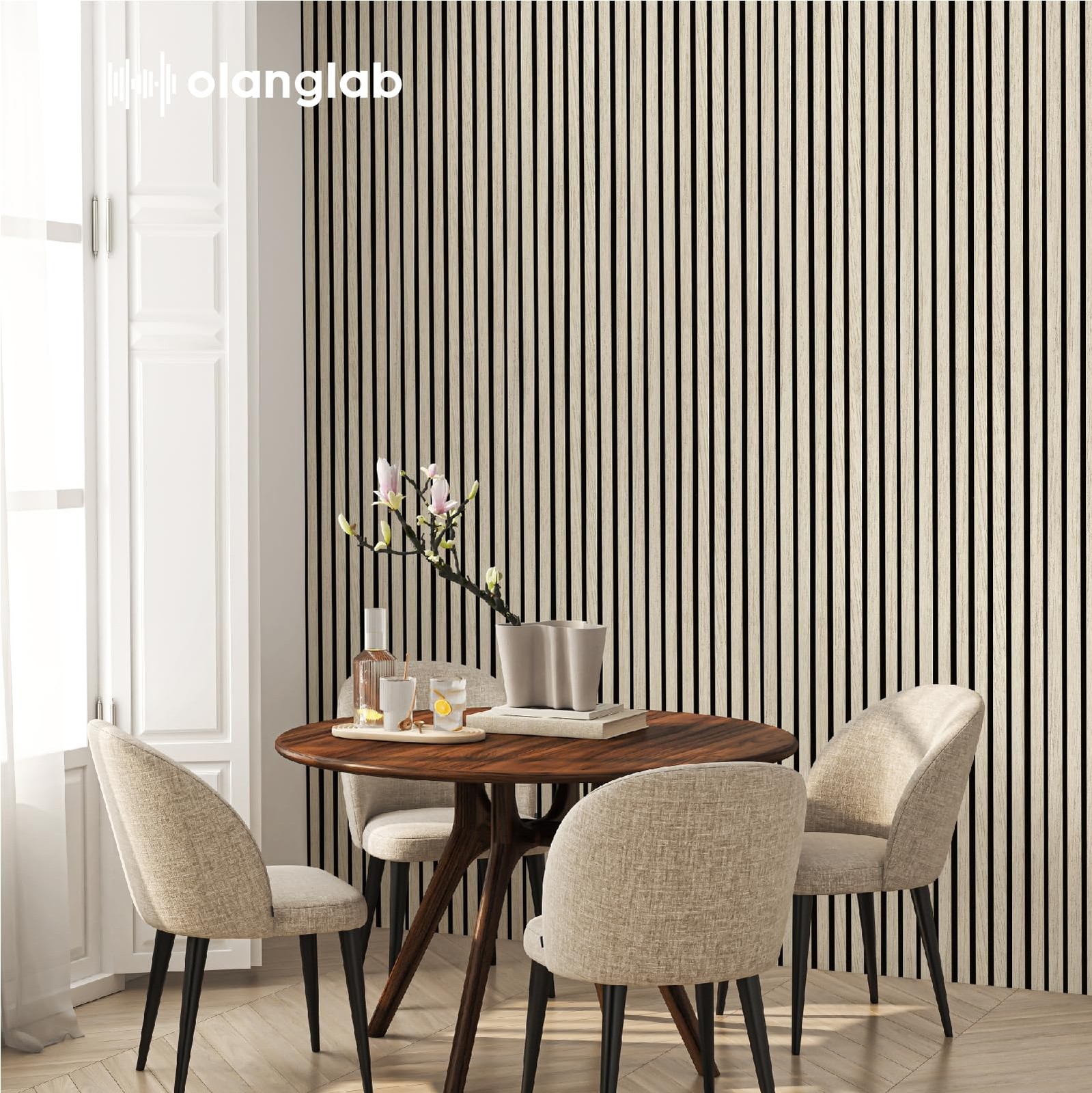 Olanglab Wood Wall Panels 4 Pack Wood Slat Acoustic Wall Panels 94.5X12.6 Each
