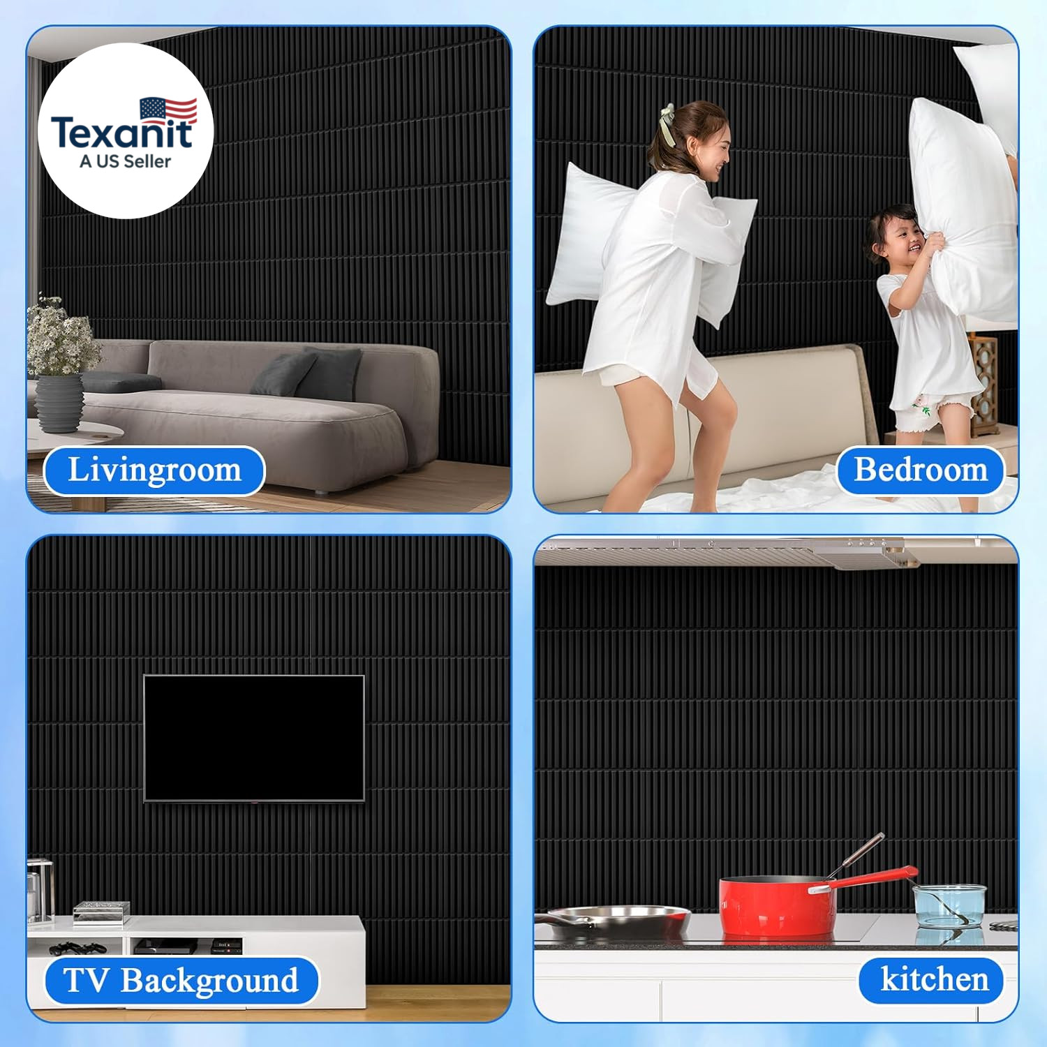 32 Pcs 3D Slat Wall Panels, 12″X12″ PVC Fluted Wall Paneling for Interior Decor,