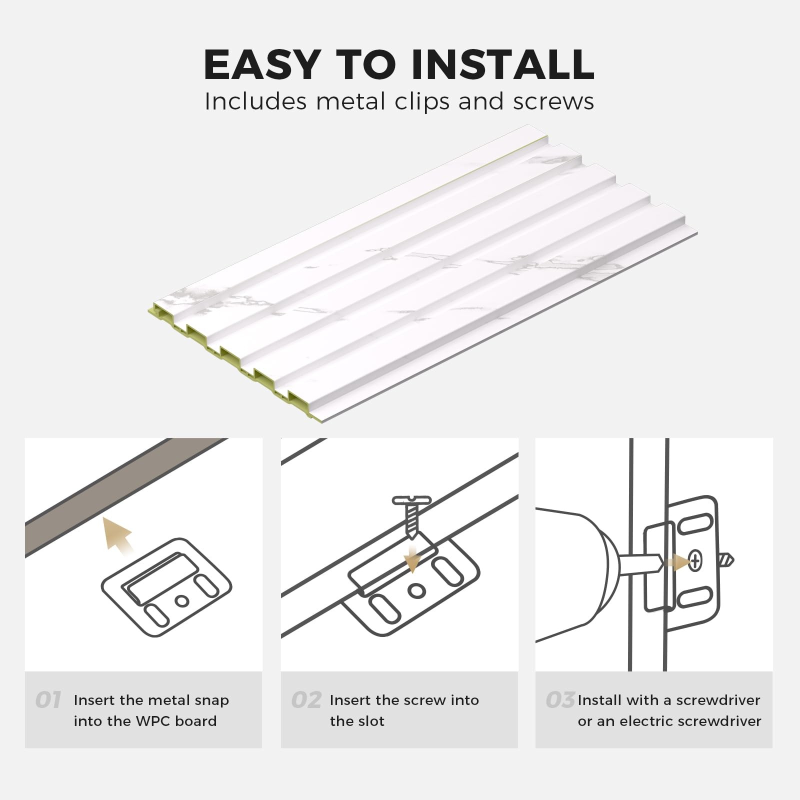 Ouzugie Wpc Acoustic Slat Wall Paneling 8-Pack 114 X 6 Inches 3D Wall Panels