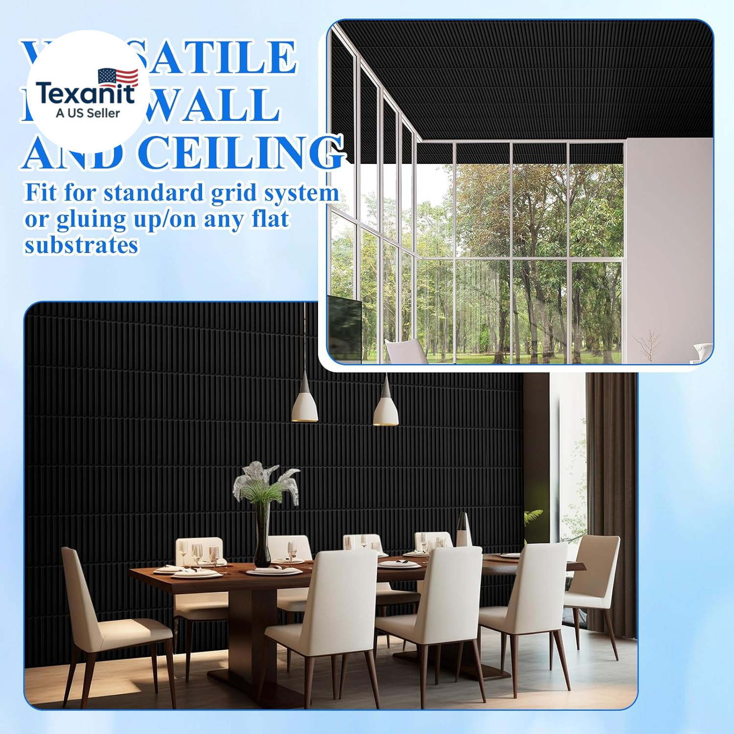 32 Pcs 3D Slat Wall Panels, 12″X12″ PVC Fluted Wall Paneling for Interior Decor,