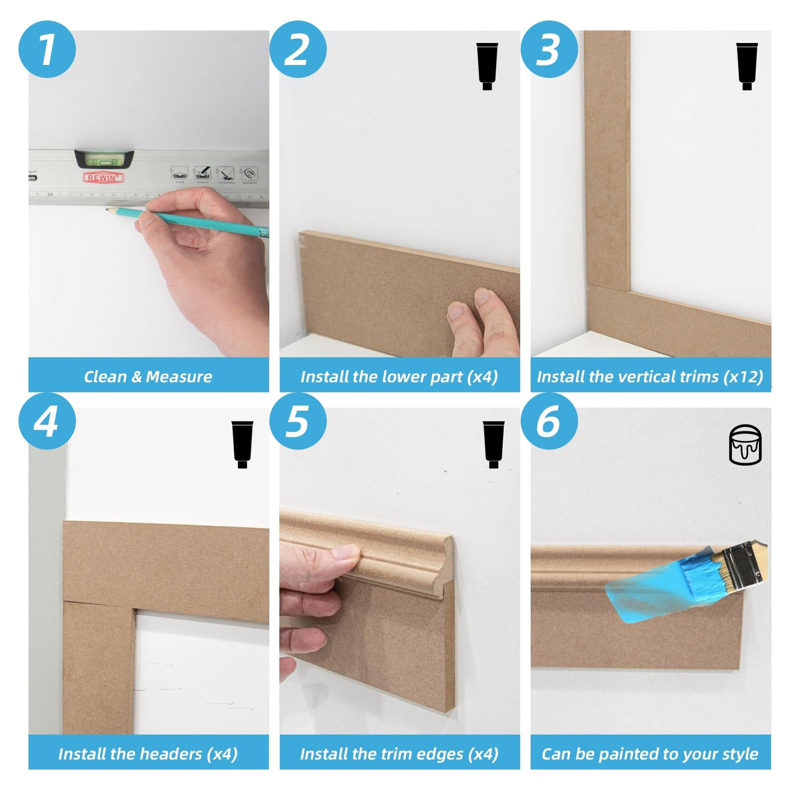 Art3D Premade Board And Batten Paintable Wainscoting Kit Mdf Accent Wall Panel