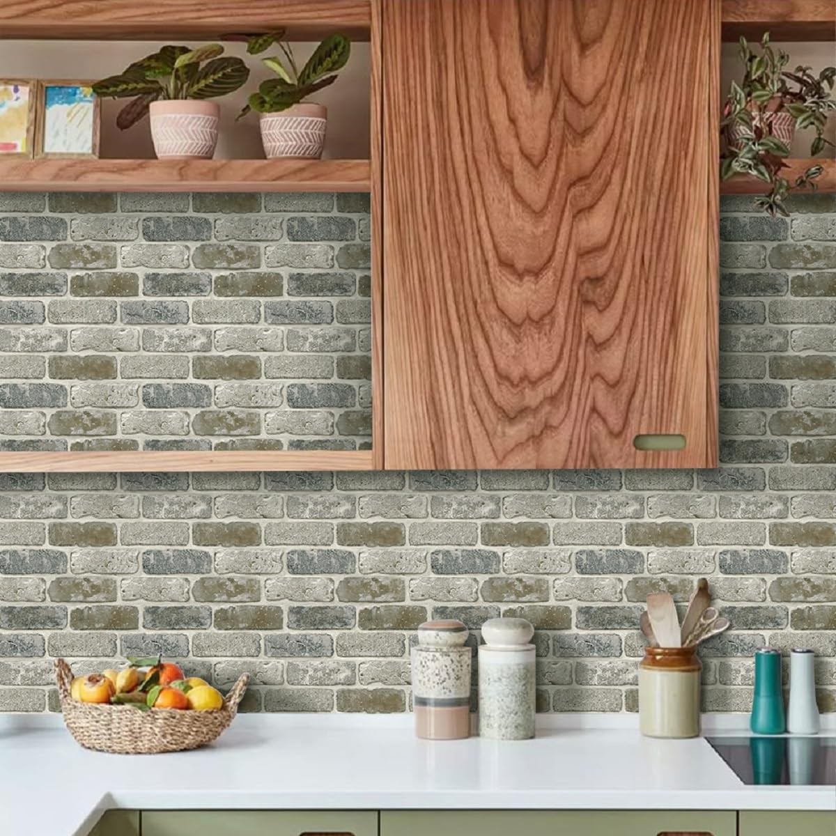 Commomy 10 Pcs 3D Faux Brick Peel and Stick – 11.8″x11.8″ Thin PVC Wall Panel