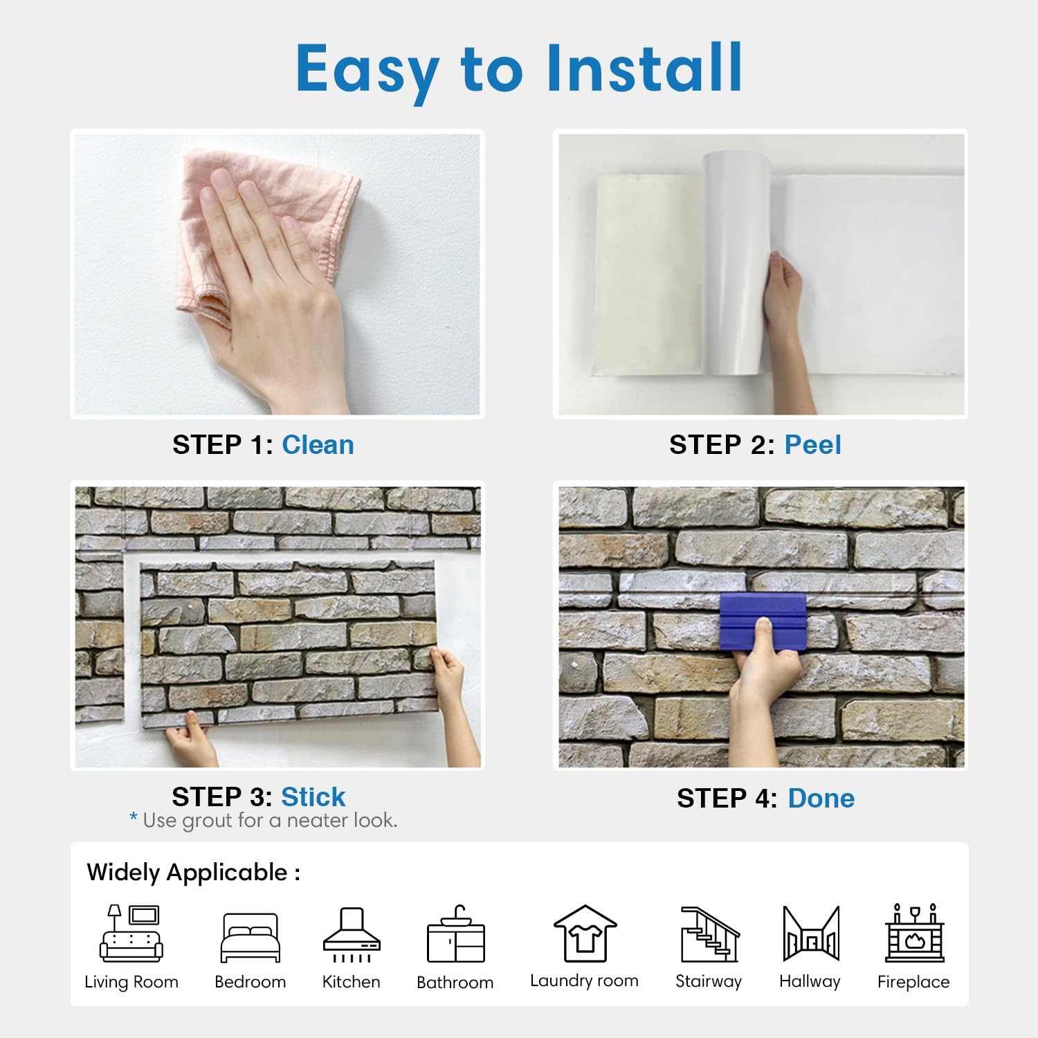 Comstickc 3D Stone Wall Panel Peel And Stick12 Pcs Of 22.8 X 11.8 Diy