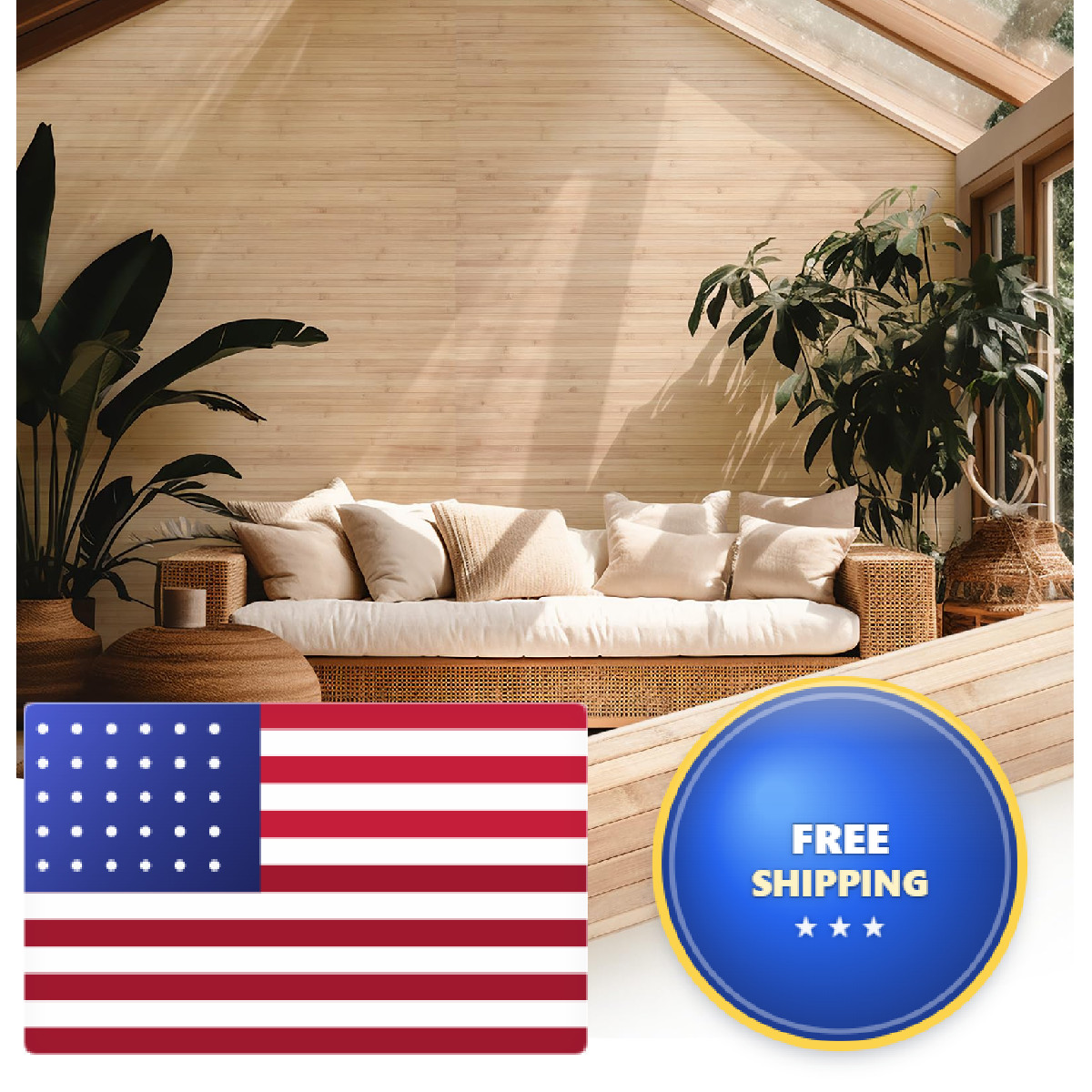 Juexica 1 Pcs Natural Bamboo Wall Panel For Interior Wall 48X96 Bamboo Covering