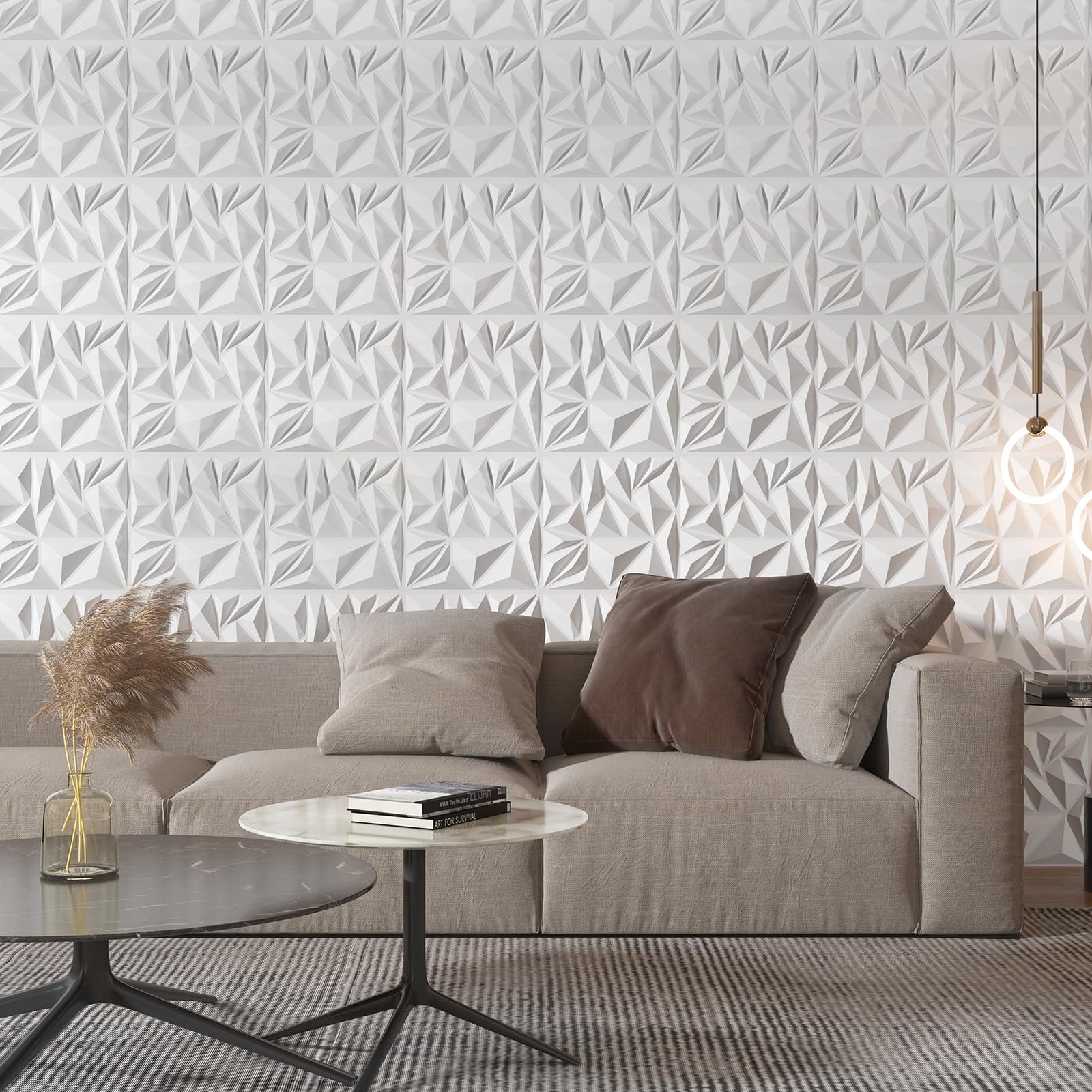 Art3D 33-Pack 3D Wall Panels For Interior Wall Decor Modern Diamond Textured
