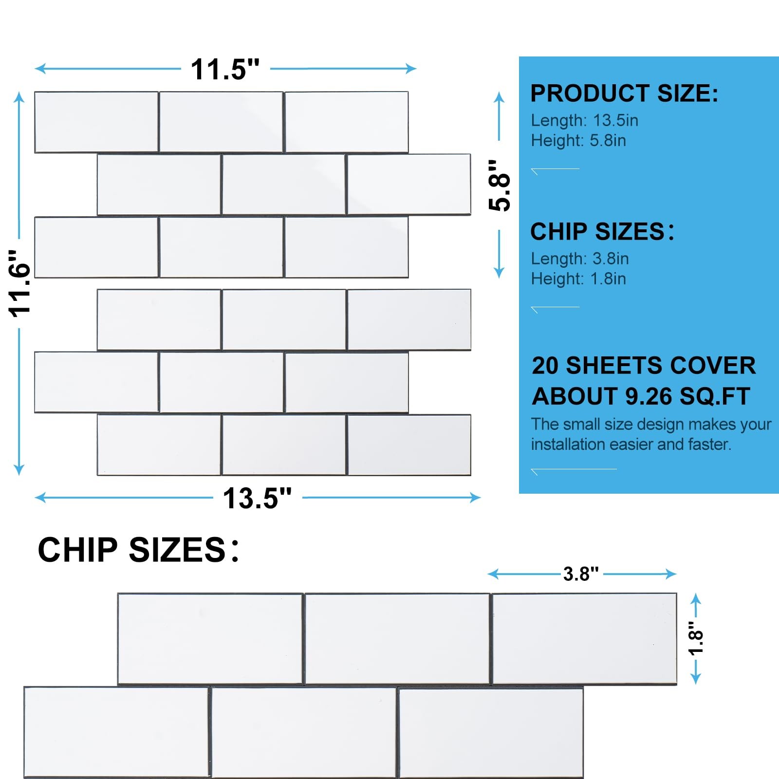 V-Mozza Peel And Stick Backsplash Tile 20 Sheets White Subway Tile Backsplash