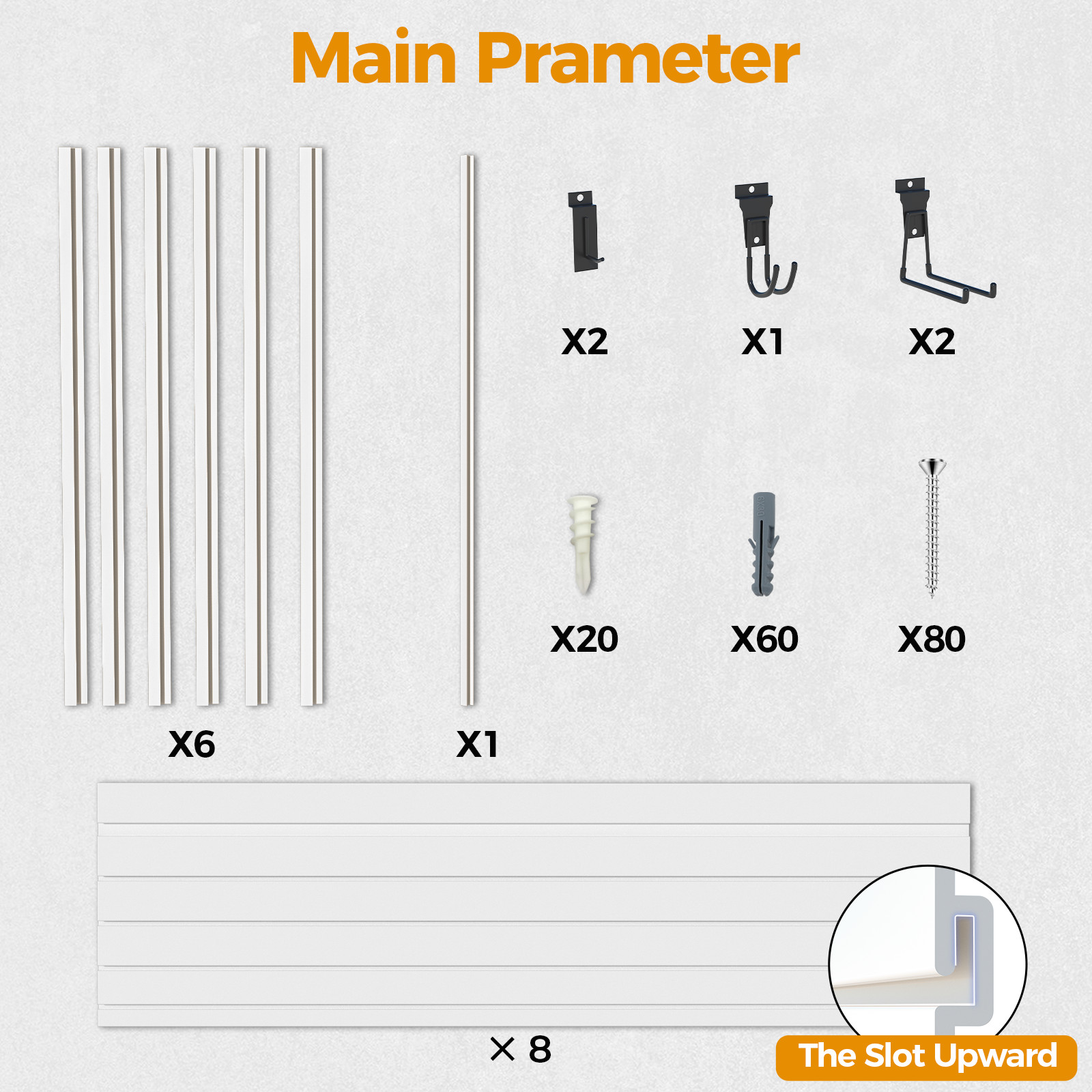 Slat Wall Paneling, 8 FT x 4 FT Wall Mounted PVC Wallpanel