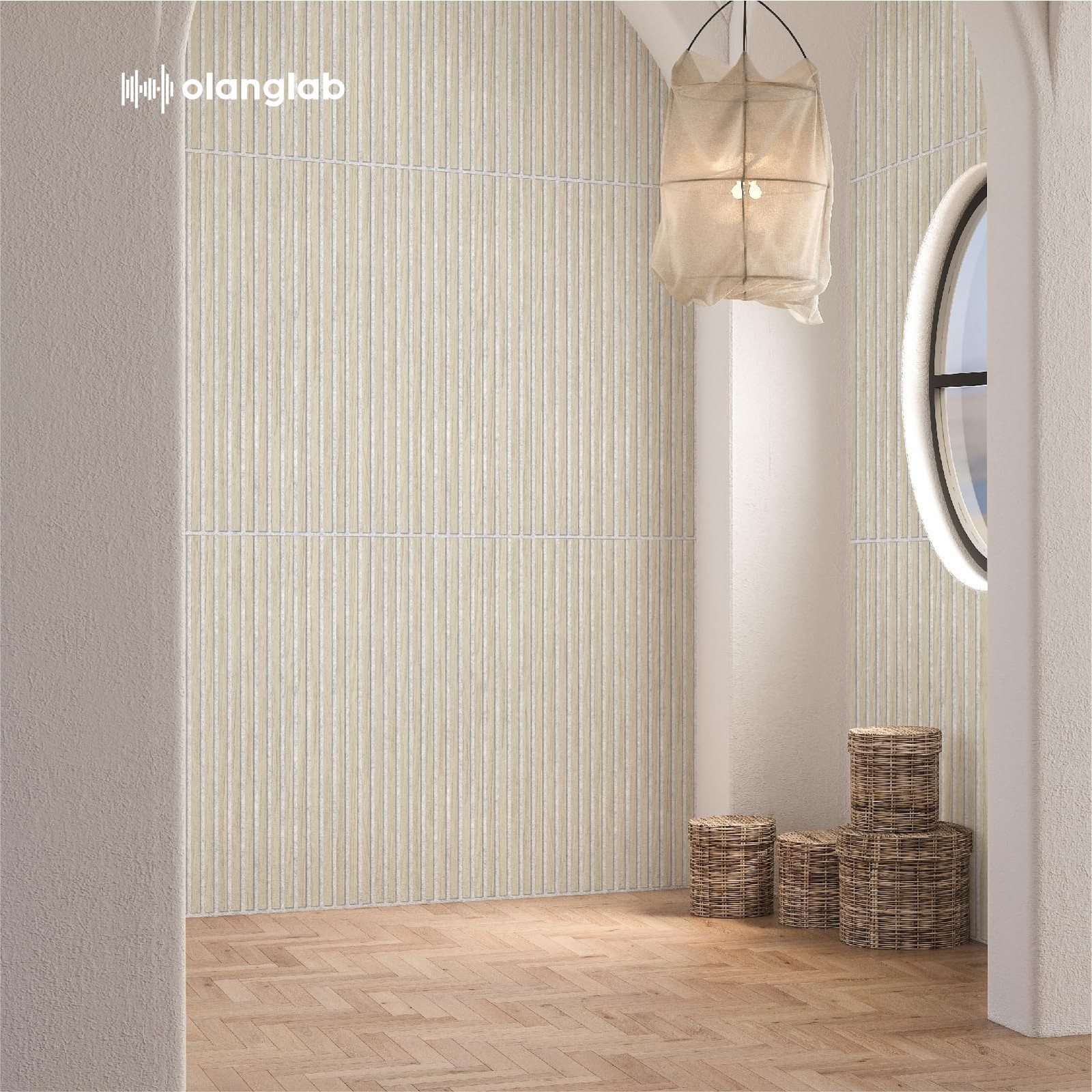 Olanglab Wood Slat Wall Panels 4 Pack Acoustic Wall Panels 47.24 X 23.62 Each