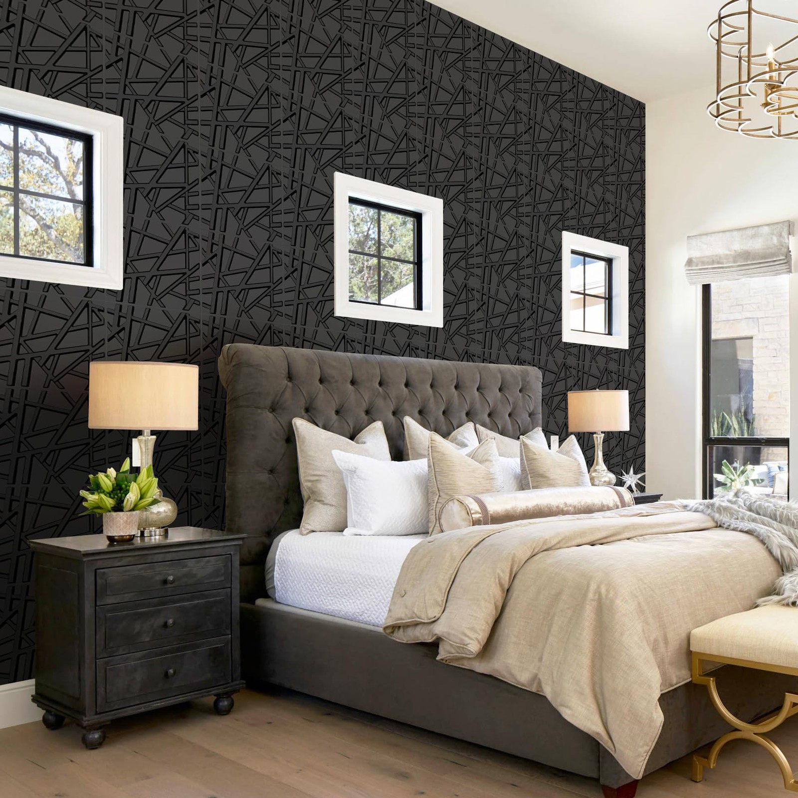 Levoway 33 Pack 3D Wall Panels For Interior Wall Decor 12X12 Black Accent