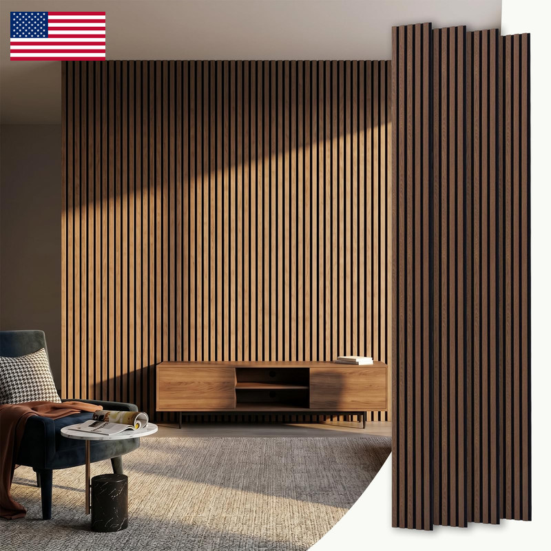 Trekatl Auto Wood Slat Acoustic Panels 4 Pack 94.5X7.9 21Ft 3D Wall Panels