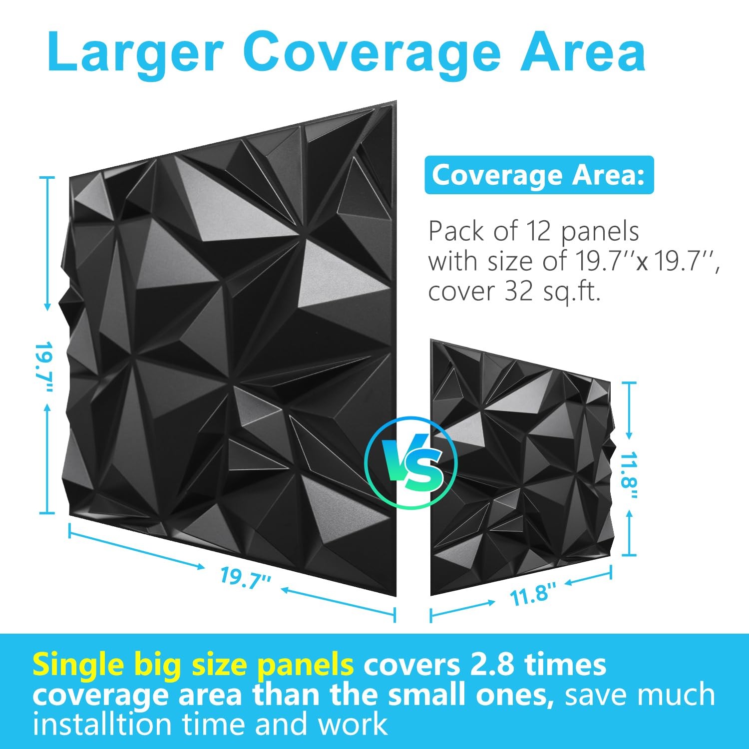 Stickgoo 12 Pack 3D Wall Panels For Interior Wall Decor Black Diamond Design