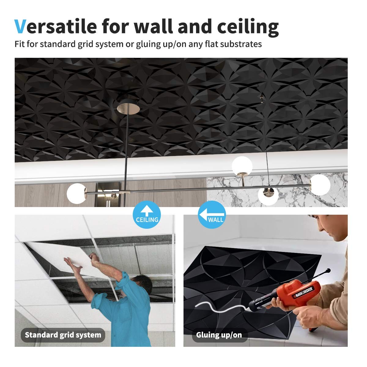 Art3D Decorative Ceiling Tile 2X2 Glue Up Suspended Ceiling Tile Pack Of 12Pcs