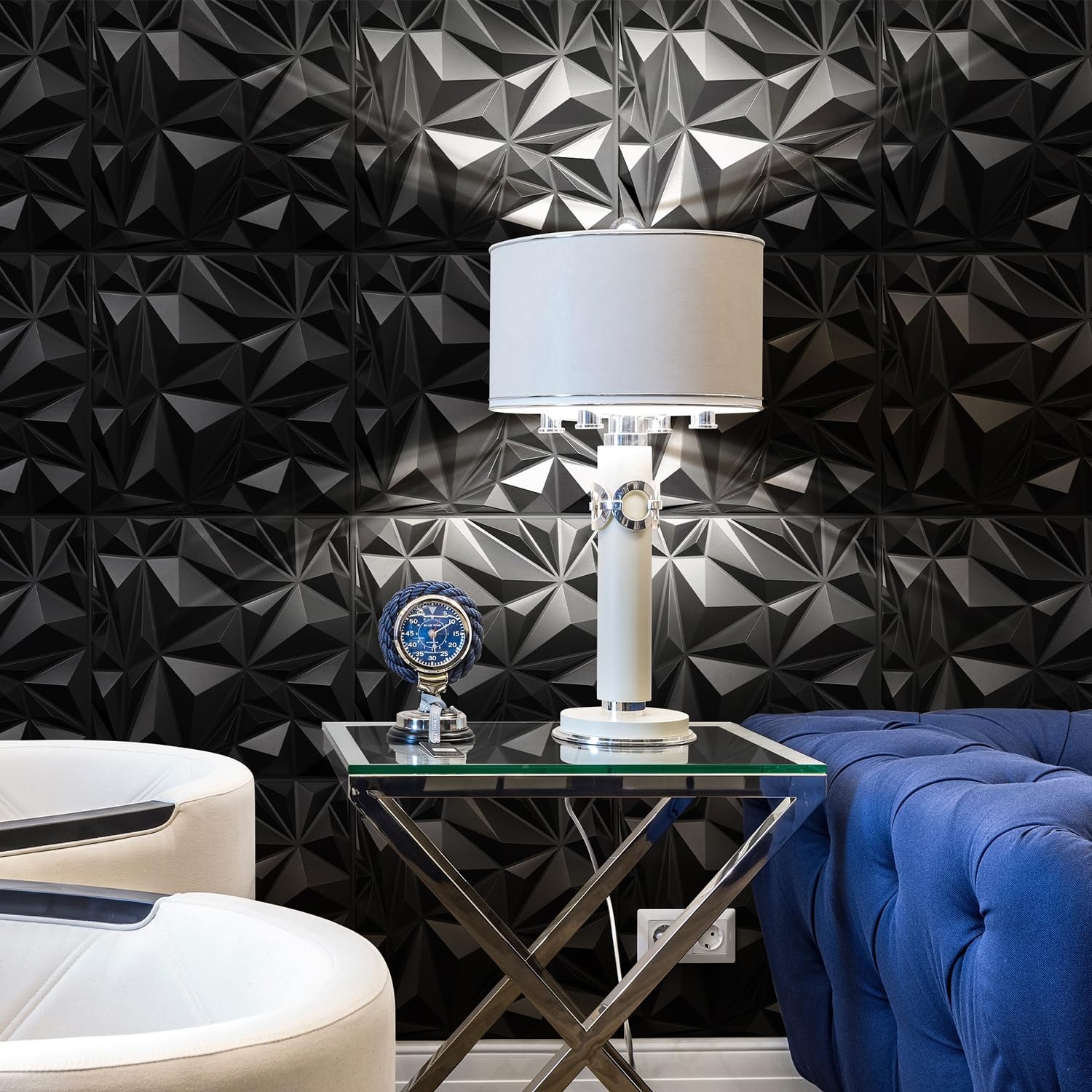 Stickgoo 12 Pack 3D Wall Panels For Interior Wall Decor Black Diamond Design