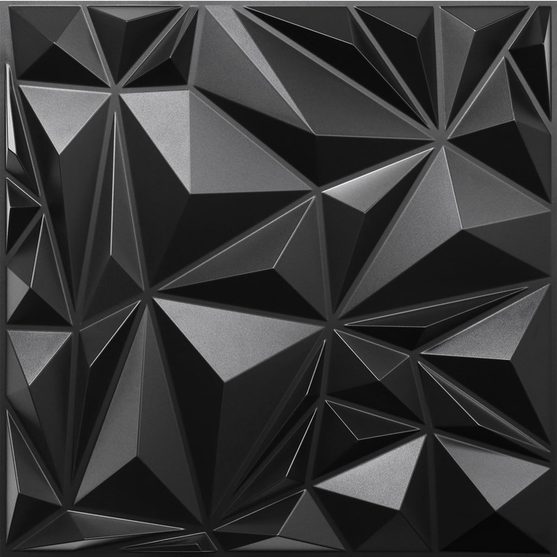 Stickgoo 12 Pack 3D Wall Panels For Interior Wall Decor Black Diamond Design