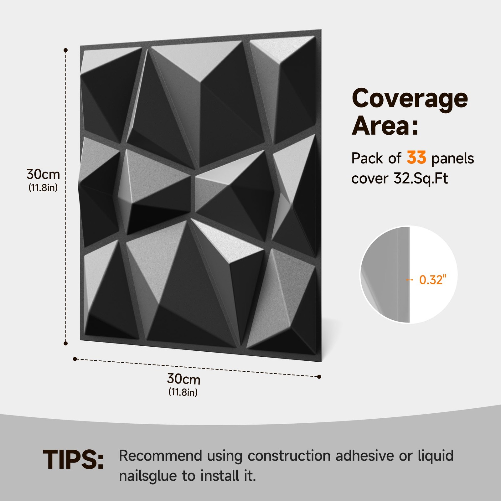 INMOZATA 3D Wall Panels for Interior Wall Decor, 33 Pack 12 x 12 Inch Decorative
