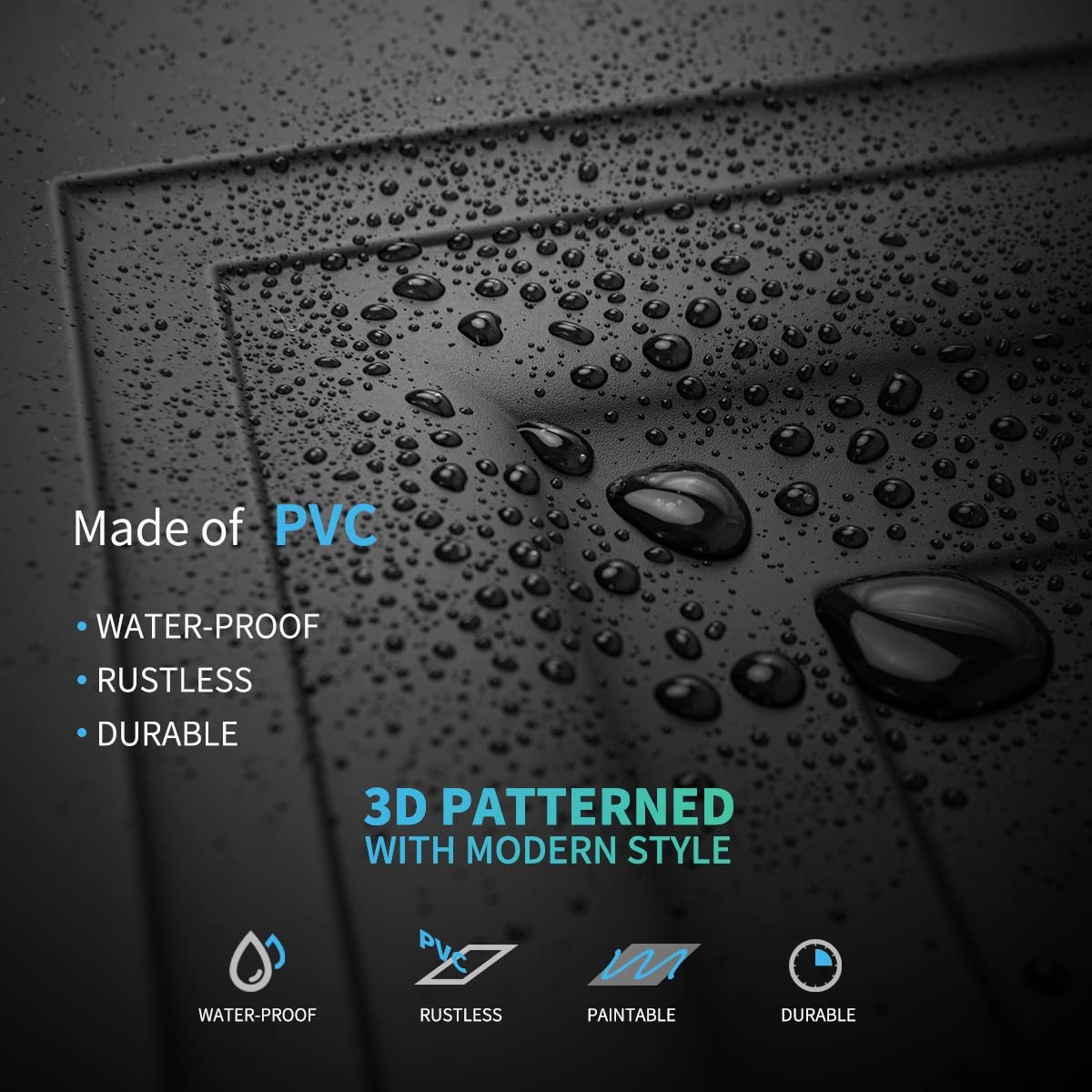 Art3D 12-Pack Square Black Drop Ceiling Tile 2Ft X 2Ft Pvc Ceiling Panel 24 X