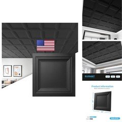 Art3D 12-Pack Square Black Drop Ceiling Tile 2Ft X 2Ft Pvc Ceiling Panel 24 X