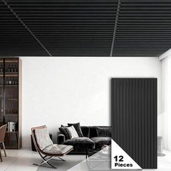 12PCS Ceiling Panel 2×4 Feet, PVC Decorative Ceiling Covering Panel,Black