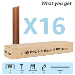WPC Wainscoting Panels, 16-Pack 48 X 6 Inch 3D Wall Accents for Interior Wall De