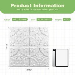 Art3D Drop Ceiling Tiles 2X2 12 Pack Glue-Up Pvc Ceiling Panel Traditional