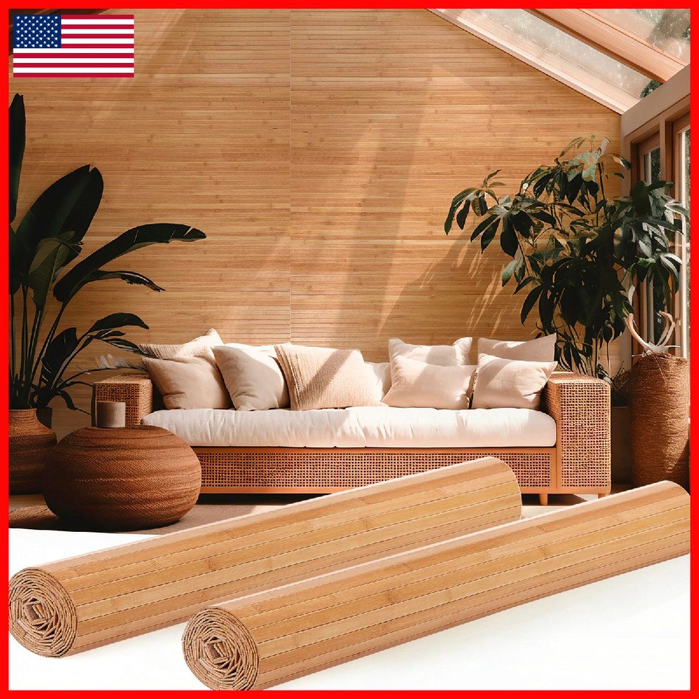 Juexica 2 Pcs Natural Bamboo Wall Panel 24 X 96 Inch Bamboo Covering Renewable