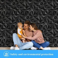 LEVOWAY 33 Pack 12”x12” Black Diamond Design 3D Wall Panels Interior Wall