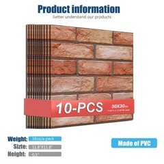 Szgwtk 3D Wall Panels Peel And Stick10Pcs Faux Brick Wallpaper Self
