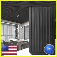 Art3d 6-Pack Slat Design 3D Wall Panels PVC 2×4 FT Black