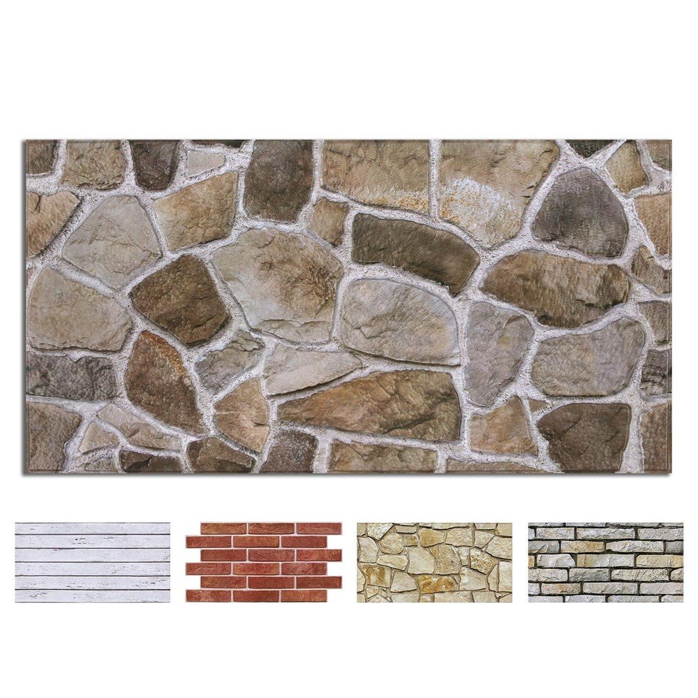 Comstickc 3D Faux Stone Wall Panels Peel And Stick Decorative Tiles 12 Pcs 22.8