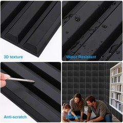 12 Pieces Strip 3D Wall Panels, PVC Decorative Fluted Textured Wall Paneling19.7