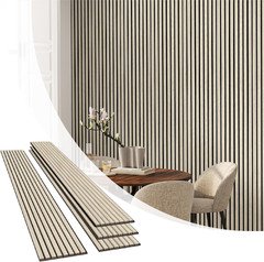 Light Oak 3D Acoustic Wall Panels – 4 Pack, 94.5″x12.6″ for Stylish Decor
