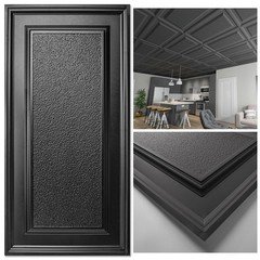 Art3D Drop Ceiling Tiles 24X48 Inch Black 12-Pack 96 Sq.Ft 3D Wainscoting