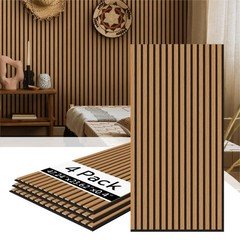 Olanglab Wood Slat Wall Panels 4 Pack Acoustic Wall Panels 47.24 X 23.62 Each