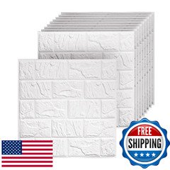 Umedol 40 PCS 3D Wall Panels Peel and Stick Faux Foam 11.8″x11.8″ White Brick
