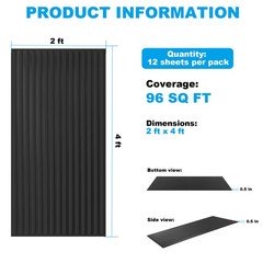 12PCS Ceiling Panel 2×4 Feet, PVC Decorative Ceiling Covering Panel,Black